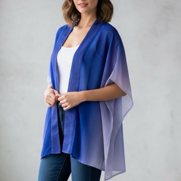 NEW Purple Ombré Sheer Kimono Top - Picture 3 of 9